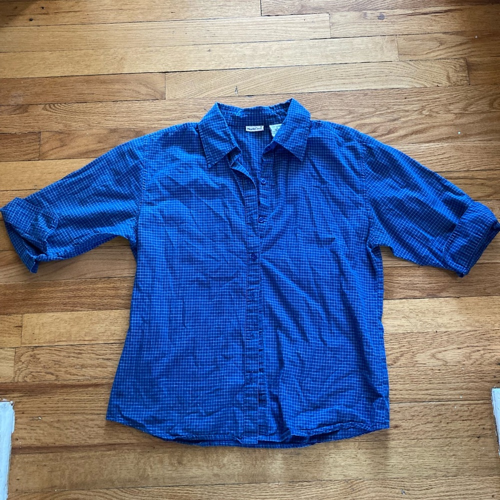 Northcrest Blue Casual Button Down Shirt